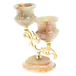 Подсвечник двухрожковый из натурального камня оникс Stone Candlestick варинант исполнения - 2 | Loft Concept в Ростове-на-Дону