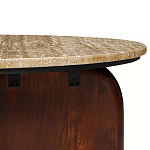 Кофейный столик с круглой столешницей на 2-х массивных деревянных ножках Tandem Travertine and Wood варинант исполнения - 3 | Loft Concept в Ростове-на-Дону