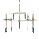 Люстра линейная с круглыми прозрачными подвесками  Horizontal Rectangular Chandelier варинант исполнения - 3 | Loft Concept в Ростове-на-Дону