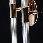 Бра с круглым основанием золотого цвета и двумя вертикальными плафонами Hex Scaffold варинант исполнения - 5 | Loft Concept в Ростове-на-Дону