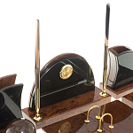 Настольный письменный набор с часами из природного камня обсидиана Oval Office варинант исполнения - 3 | Loft Concept в Ростове-на-Дону