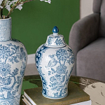 Ваза с крышкой и голубым цветочным рисунком на белом фоне Blue & White Ornament варинант исполнения - 4 | Loft Concept в Ростове-на-Дону