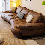 Диван кожаный с каркасом из массива дерева Medieval Furniture варинант исполнения - 4 | Loft Concept в Ростове-на-Дону