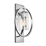 Бра цвета хром с круглой рамой и цилиндрическим прозрачным стеклянным плафоном на прямоугольном основании Feiss варинант исполнения - 1 | Loft Concept в Ростове-на-Дону