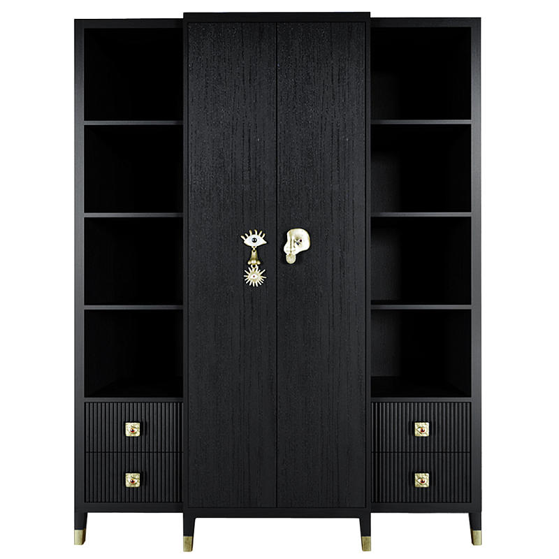 Большой шкаф с витриной Elsa Dreams Black Черный Золотой Большой шкаф с витриной Elsa Dreams Black Черный Золотой в Ростове-на-Дону | Loft Concept