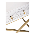 Приставной столик с выдвижным ящиком  White Table Carved Pattern варинант исполнения - 5 | Loft Concept в Ростове-на-Дону