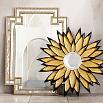 Зеркало-солнце в раме золотого и черного цвета Rays of Peace варинант исполнения - 3 | Loft Concept в Ростове-на-Дону