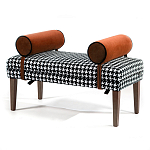 Банкетка Banquette PIED DE POULE Orange с принтом гусиная лапка Оранжевые валики варинант исполнения - 3 | Loft Concept в Ростове-на-Дону