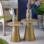 Журнальный столик с конусообразной основой и текстурной поверхностью золотого цвет Ethnic Metal варинант исполнения - 5 | Loft Concept в Ростове-на-Дону