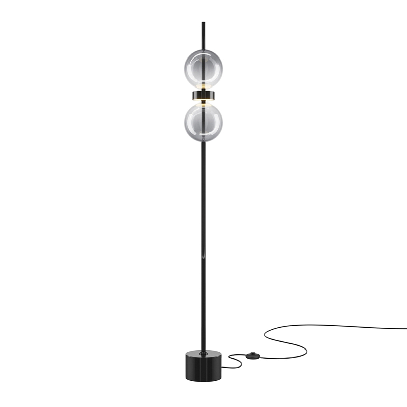 Напольный торшер светодионый Double Moon 3000К 15Вт Дымчатый (Smoke) Черный в Ростове-на-Дону | Loft Concept 