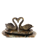 Часы настольные из натурального камня с декором в виде двух лебедей Swans Stone Clock варинант исполнения - 4 | Loft Concept в Ростове-на-Дону