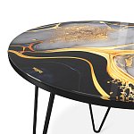 Стол журнальный с круглой столешницей из стекла Gold and Black Marble варинант исполнения - 3 | Loft Concept в Ростове-на-Дону