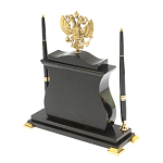 Часы настольные с Гербом России и 2-мя шариковыми ручками в комплекте Stone Clock варинант исполнения - 7 | Loft Concept в Ростове-на-Дону