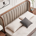 Кровать двуспальная с мягким изголовьем Moon Walnut Bed варинант исполнения - 5 | Loft Concept в Ростове-на-Дону