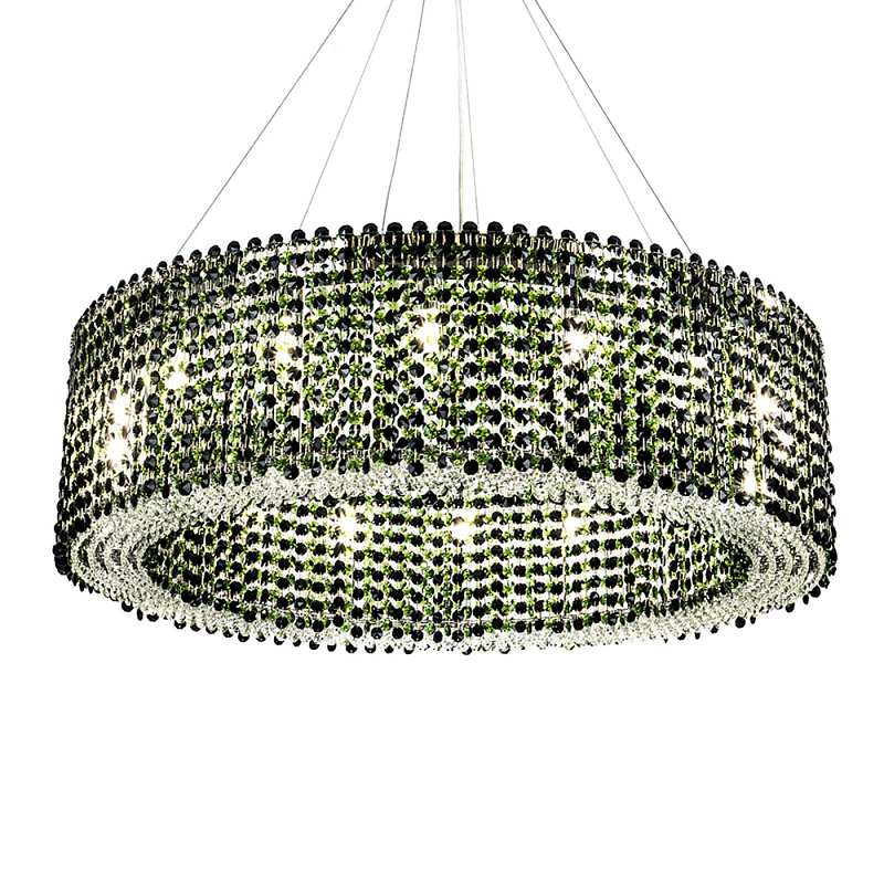 Круглая люстра с хрустальными подвесками Crystal Art Chrome Green Chandelier 12 Хром Зеленый Черный в Ростове-на-Дону | Loft Concept 