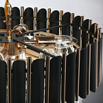 Люстра из черного металла с многоярусными подвесками из прозрачного хрусталя на золотой цепи Empire Black Chandelier Crystal варинант исполнения - 11 | Loft Concept в Ростове-на-Дону