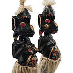 Комплект из 2-х деревянных статуэток Asmat Straw Headdress Statuettes Multicolor варинант исполнения - 5 | Loft Concept в Ростове-на-Дону