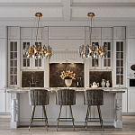 Люстра подвесная круглая с овальными подвесками из стекла дымчатого цвета Harlow Crystal Round варинант исполнения - 6 | Loft Concept в Ростове-на-Дону