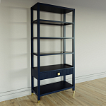 Стеллаж Elsa Dreams Blue со стеклянными полками и ящиком варинант исполнения - 1 | Loft Concept в Ростове-на-Дону