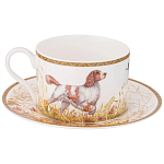 Чайная пара из фарфора с изображением собаки и зайцев 300 мл Hunting Porcelain Collection 2 варинант исполнения - 1 | Loft Concept в Ростове-на-Дону