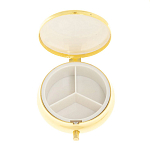 Таблетница карманная круглая с 3-мя отделениями с зеркалом и накладкой из натурального камня Соколиный глаз Gold Stone Pillboxes варинант исполнения - 3 | Loft Concept в Ростове-на-Дону