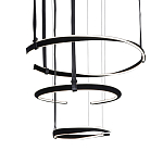 Люстра подвесная с 3-мя кольцами из кожаных ремней черного цвета Half Ring Horizontal  варинант исполнения - 1 | Loft Concept в Ростове-на-Дону