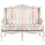 Двухместный диван из массива бука серый с растительным орнаментом Raffael Blue Grey Sofa варинант исполнения - 1 | Loft Concept в Ростове-на-Дону