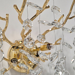 Бра золотого цвета с декоративными ветвями и прозрачными подвесками в форме листьев Droplet Chandelier варинант исполнения - 4 | Loft Concept в Ростове-на-Дону