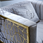 Кресло велюровое серое с фактурным каркасом золотистого цвета Best Traits варинант исполнения - 3 | Loft Concept в Ростове-на-Дону