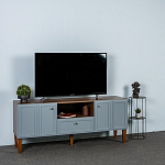 ТВ-тумба серая из массива бука с 2-мя дверками и ящиком Wenge Light варинант исполнения - 7 | Loft Concept в Ростове-на-Дону