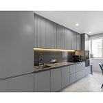 Прямой серый кухонный гарнитур с фрезерованным фасадом Idelle Kitchen Set варинант исполнения - 3 | Loft Concept в Ростове-на-Дону