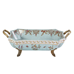 Блюдо прямоугольное из голубого фарфора с ручками и рисунком птиц и цветов Blue Garden варинант исполнения - 1 | Loft Concept в Ростове-на-Дону