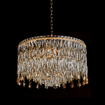 Люстра круглая с хрустальными подвесками на золотистом каркасе Roul Crystal Light варинант исполнения - 4 | Loft Concept в Ростове-на-Дону