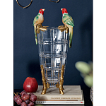 Ваза из прозрачного стекла с бронзовыми ножками и фигурками попугаев Eden Garden porcelain and bronze варинант исполнения - 1 | Loft Concept в Ростове-на-Дону