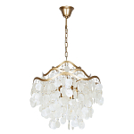 Люстра подвесная с белыми перламутровыми подвесками и изогнутыми золотистыми элементами Диаметр 50 см SHELL Chandelier варинант исполнения - 1 | Loft Concept в Ростове-на-Дону