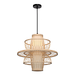 Подвесной светильник фигурный из деревянных прутьев с плафоном из натуральной ткани Light Inside the Cell варинант исполнения - 4 | Loft Concept в Ростове-на-Дону