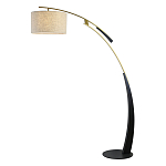 Торшер с изогнутой черной металлической ножкой и цилиндрическим абажуром из ткани Arched Metal Base  варинант исполнения - 1 | Loft Concept в Ростове-на-Дону