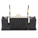 Настольный письменный набор из белого мрамора с часами Marble Accessory варинант исполнения - 3 | Loft Concept в Ростове-на-Дону