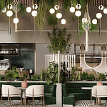 Люстра на штанге с 4-мя белыми шарообразными плафонами Bubble Chandelier варинант исполнения - 4 | Loft Concept в Ростове-на-Дону