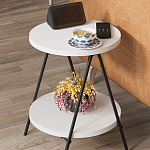 Стол приставной с 2-мя круглыми белыми столешницами ESSEL SIDE TABLE WHITE варинант исполнения - 9 | Loft Concept в Ростове-на-Дону