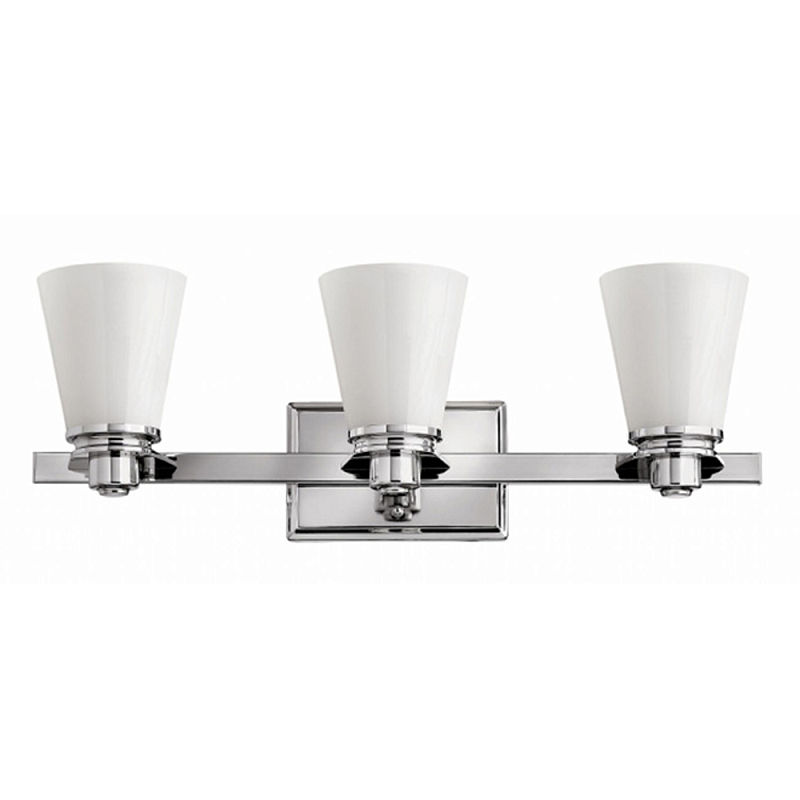 Бра для ванных комнат с белыми стеклянными конусными плафонами Hinkley Хром Белый в Ростове-на-Дону | Loft Concept 