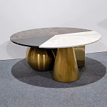 Дизайнерский журнальный стол с круглой столешницей на 3-х геометрических ножках Lehumod варинант исполнения - 1 | Loft Concept в Ростове-на-Дону