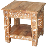 Кофейный стол из массива манго с резьбой Vallez Grey Mango Coffee Table варинант исполнения - 1 | Loft Concept в Ростове-на-Дону