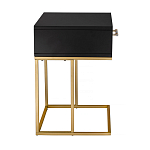 Приставной столик с резным узором на выдвижном ящике Black Table Carved Pattern варинант исполнения - 5 | Loft Concept в Ростове-на-Дону