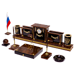 Настольный письменный набор с часами из природного камня обсидиана Royal Set варинант исполнения - 2 | Loft Concept в Ростове-на-Дону