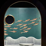 Обои с вышивкой ручной работы Deco Fish Original colourway варинант исполнения - 2 | Loft Concept в Ростове-на-Дону