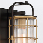 Настенный фонарь цилиндрической формы с рифленым стеклом в золотом каркасе на черном прямоугольном основании Eurofase варинант исполнения - 16 | Loft Concept в Ростове-на-Дону