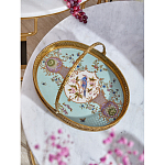 Блюдо овальное с ручкой и голубым фарфоровым дном с цветочным рисунком Blue Garden варинант исполнения - 2 | Loft Concept в Ростове-на-Дону