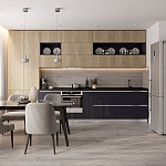 Прямая кухня с фасадом под дерево Maurice Kitchen Set варинант исполнения - 1 | Loft Concept в Ростове-на-Дону