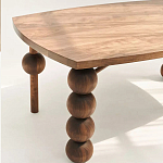 Обеденный стол деревянный с круглыми декоративными элементами на ножках Koko варинант исполнения - 4 | Loft Concept в Ростове-на-Дону